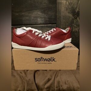 SoftWalk brand, new with box, red sneakers, leather upper, comfortable, size 5